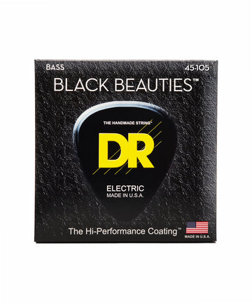 Dây đàn màu đen guitar bass DR Strings BLACK BEAUTIES™ - BLACK Colored Bass Strings: Medium 45-105