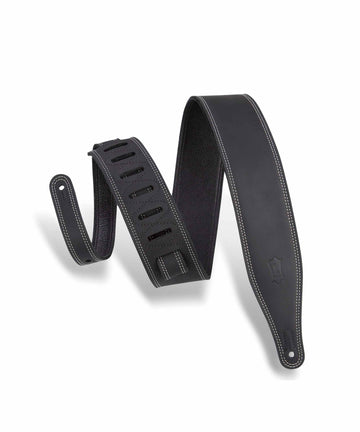 Dây đeo đàn guitar Levy's M17BDS-BLK Link Butter Series 2.5" Wide Garment Leather Guitar Strap - Double Stitch Black
