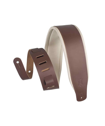 Dây đeo đàn guitar Levy's M26PD-BRN-CRM Top Grain Leather Guitar Strap - Brown and Cream