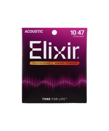 Dây đàn guitar thùng Elixir Nanoweb Phosphor Bronze Acoustic Guitar Strings, Extra Light, 10-47