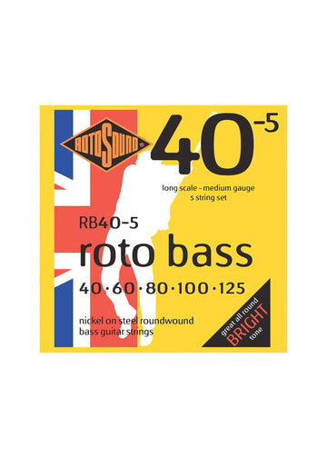 Dây đàn guitar bass  Rotosound RB40-5 Roto Nickel Electric Bass 5 Strings Long Scale 40-125 Medium