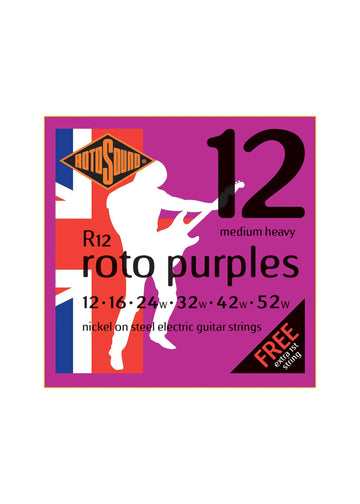 Dây đàn guitar điện  Rotosound R12 Roto Purples Nickel On Steel Electric Guitar Strings - .012-.052 Medium Heavy