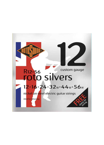 Dây đàn guitar điện  Rotosound R12-56 Roto Silver Nickel On Steel Electric Guitar Strings - .012-.056 Detuning