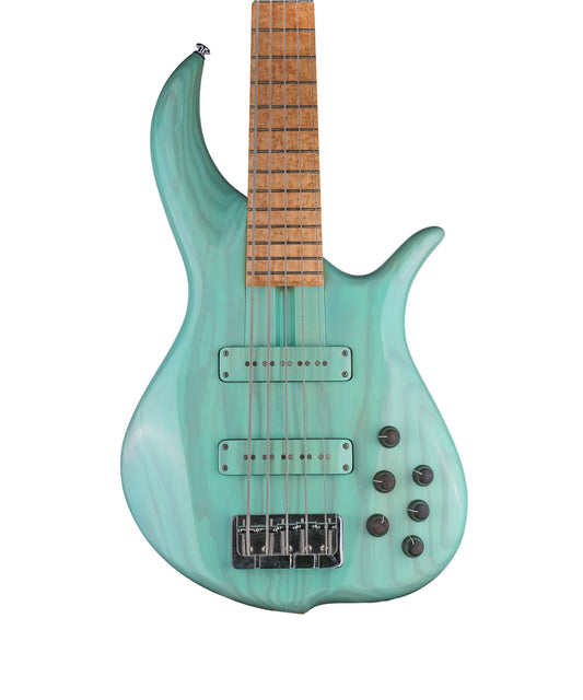 F Bass BN5 Standard - Transparent Seafoam Green with Natural Grain