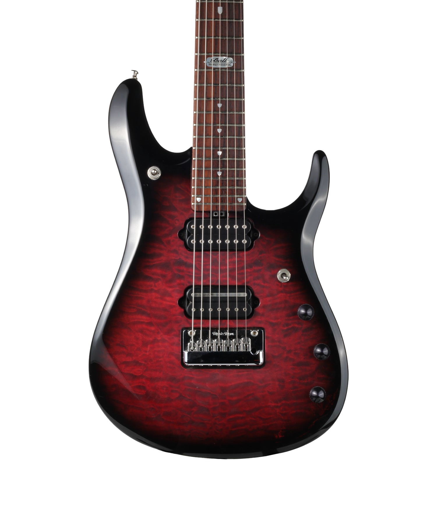 Ernie Ball Music Man John Petrucci JP7 BFR - Ruby Red Burst Quilt