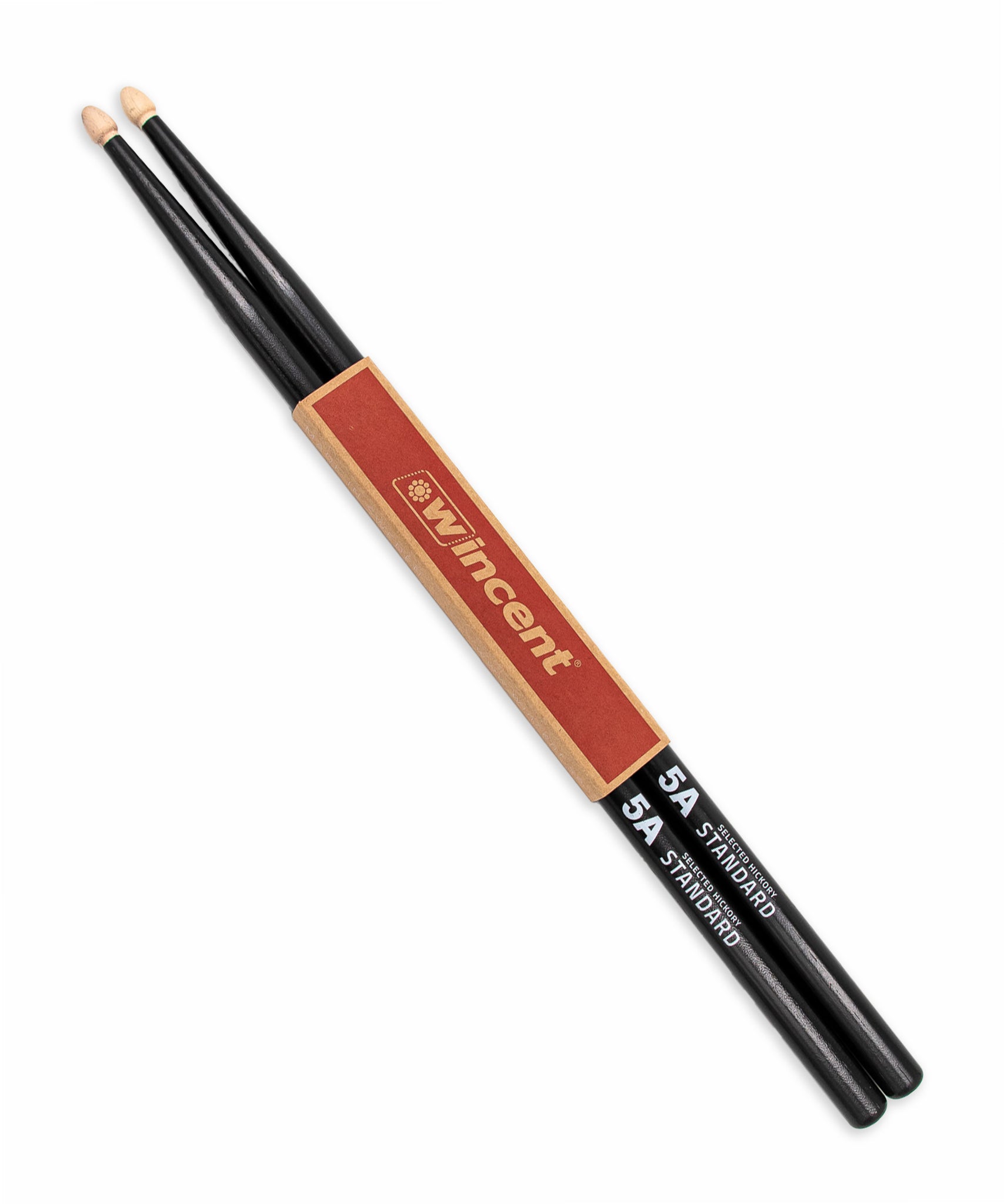 Dùi trống Wincent Standard Black Finish (Hickory) - 5ACB - Acorn Tip