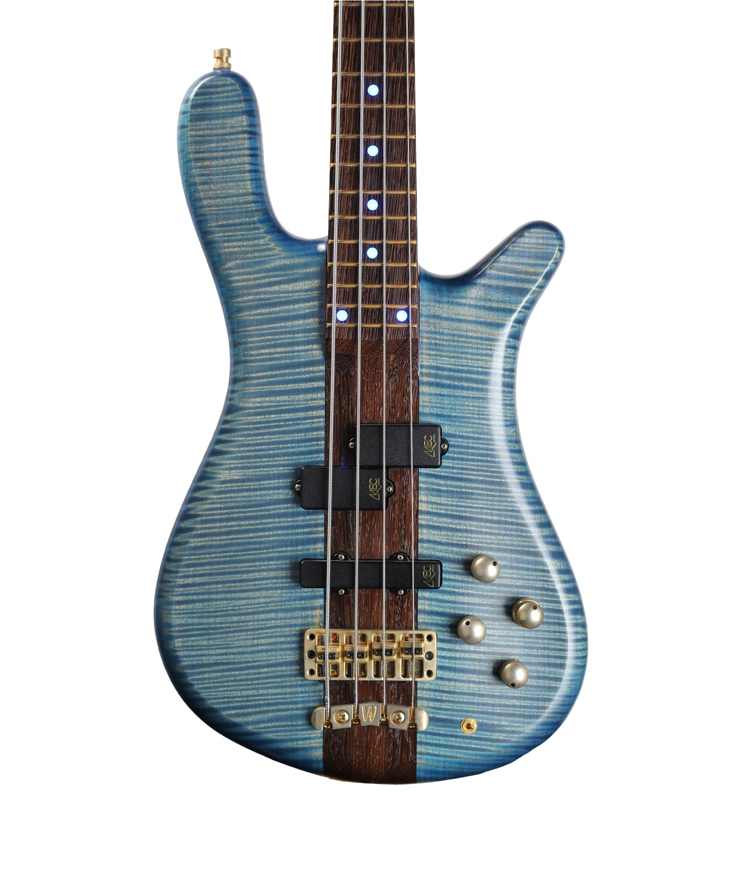 Warwick Masterbuilt Streamer Stage I Blue LED Electric Bass - Bleached