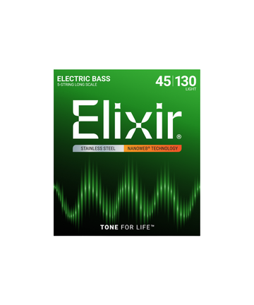 Dây đàn guitar bass Elixir Nanoweb Electric Bass Guitar Strings, Long Scale, 5 Strings, 45-130