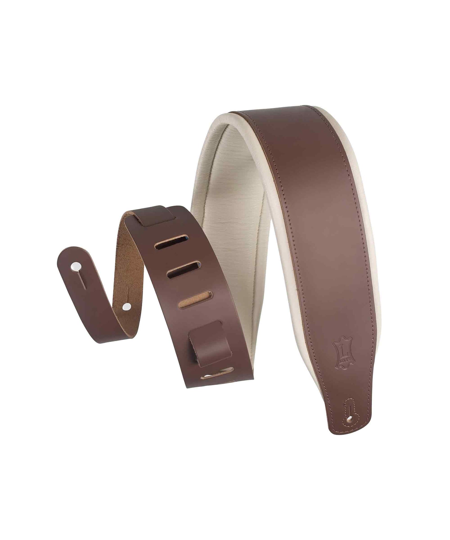 Levy's M26PD-BRN-CRM Top Grain Leather Guitar Strap - Brown and Cream