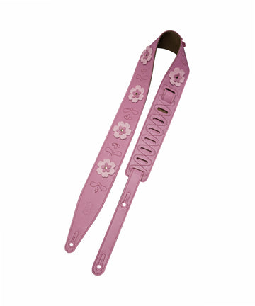 Dây đeo đàn guitar Levy's MG317IB-004 Levy's In Bloom Primerose Pink Leather Strap with Flower Appliques