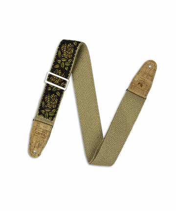 Levy's MH8P-010 Vegan Hemp Series Guitar Strap - Rose Motif - Yellow, Orange, Black