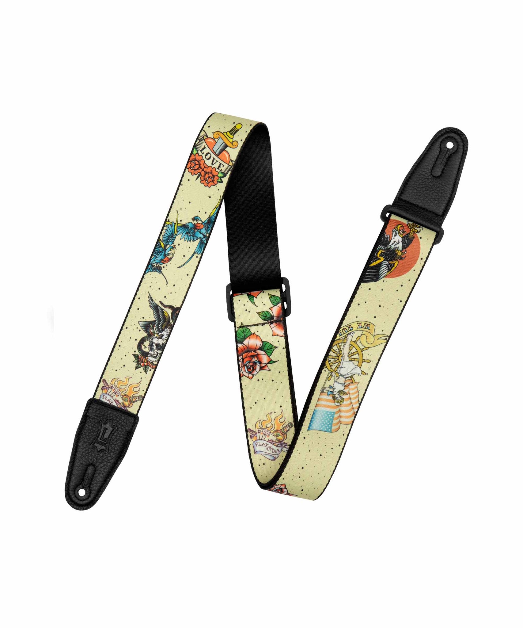 Levy's MP2TAT-005 Tattoo Series Polyester Guitar Strap - Old School