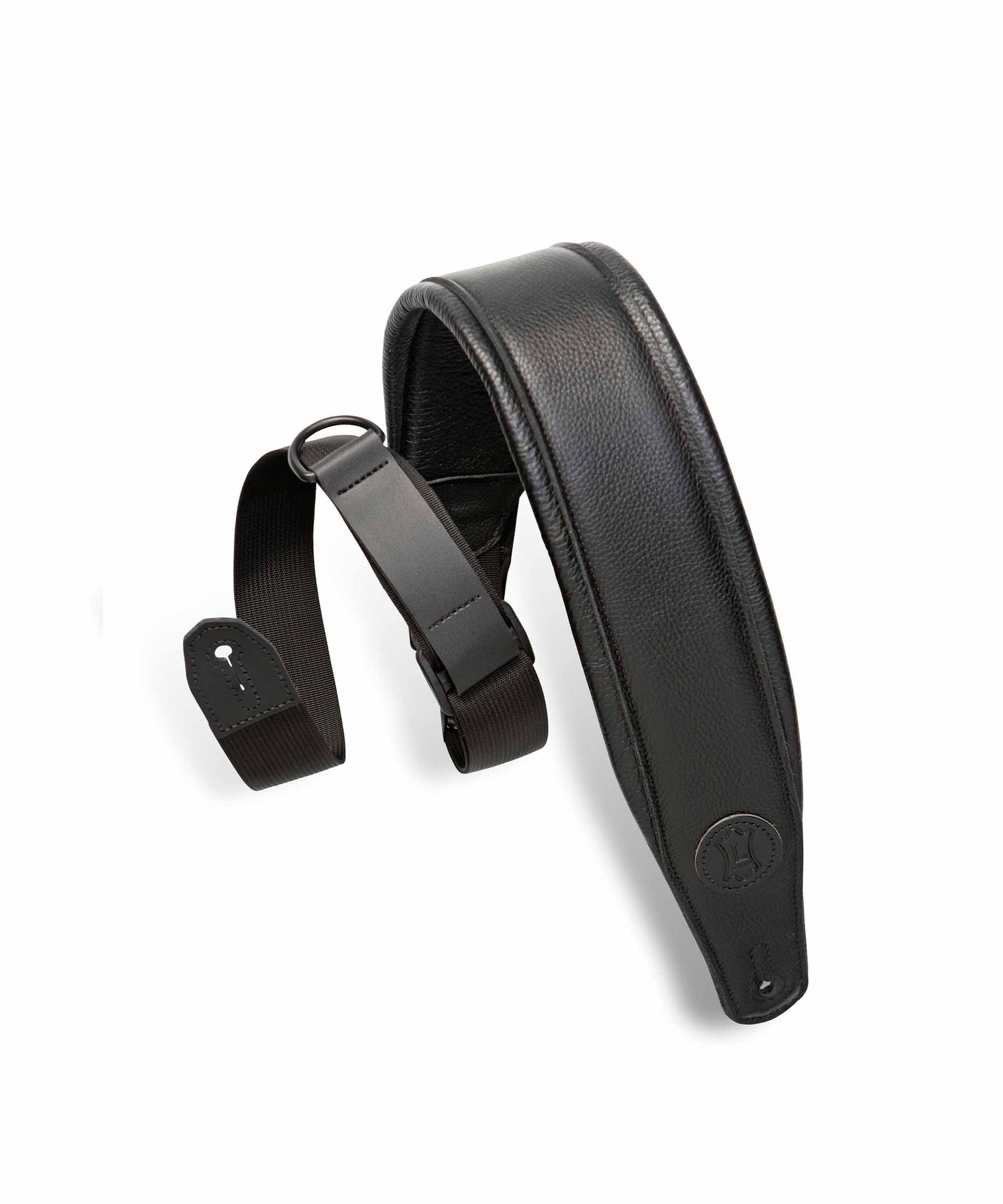 Levy's MRHGP-BLK 3" Wide Leather Right Height Series Guitar Strap - Black