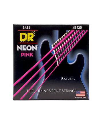 Dây Đàn Guitar Bass 5 Dây DR Strings NPB5-45 5 string Hi-Def Neon Pink Coated Bass Guitar Strings 45-125