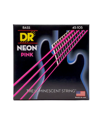 Dây đàn màu phát quang guitar bass DR Strings HI-DEF NEON™ - Pink Colored Bass Strings: Medium 45-105