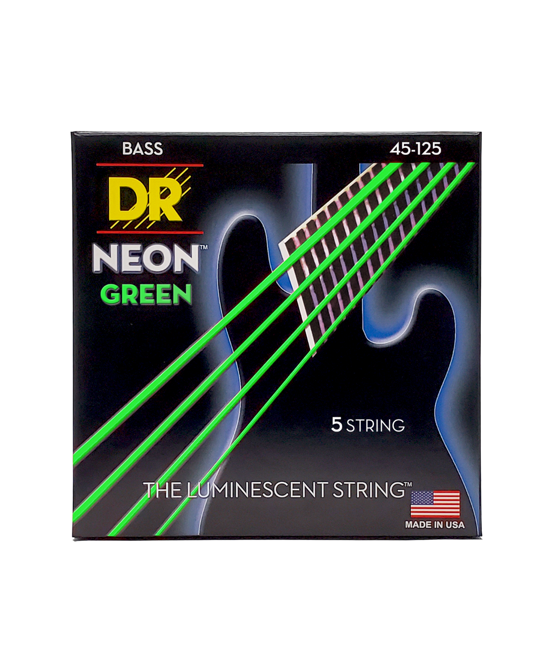 Dây Đàn Guitar Bass 5 Dây DR Strings NGB5-45 Hi-Def Neon Green K3 Coated Bass Guitar Strings - .045-.125
