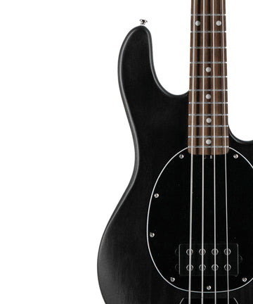 Sterling S.U.B Series RAY4 4-String Electric Bass Guitar, Jatoba FB - Trans Black Satin