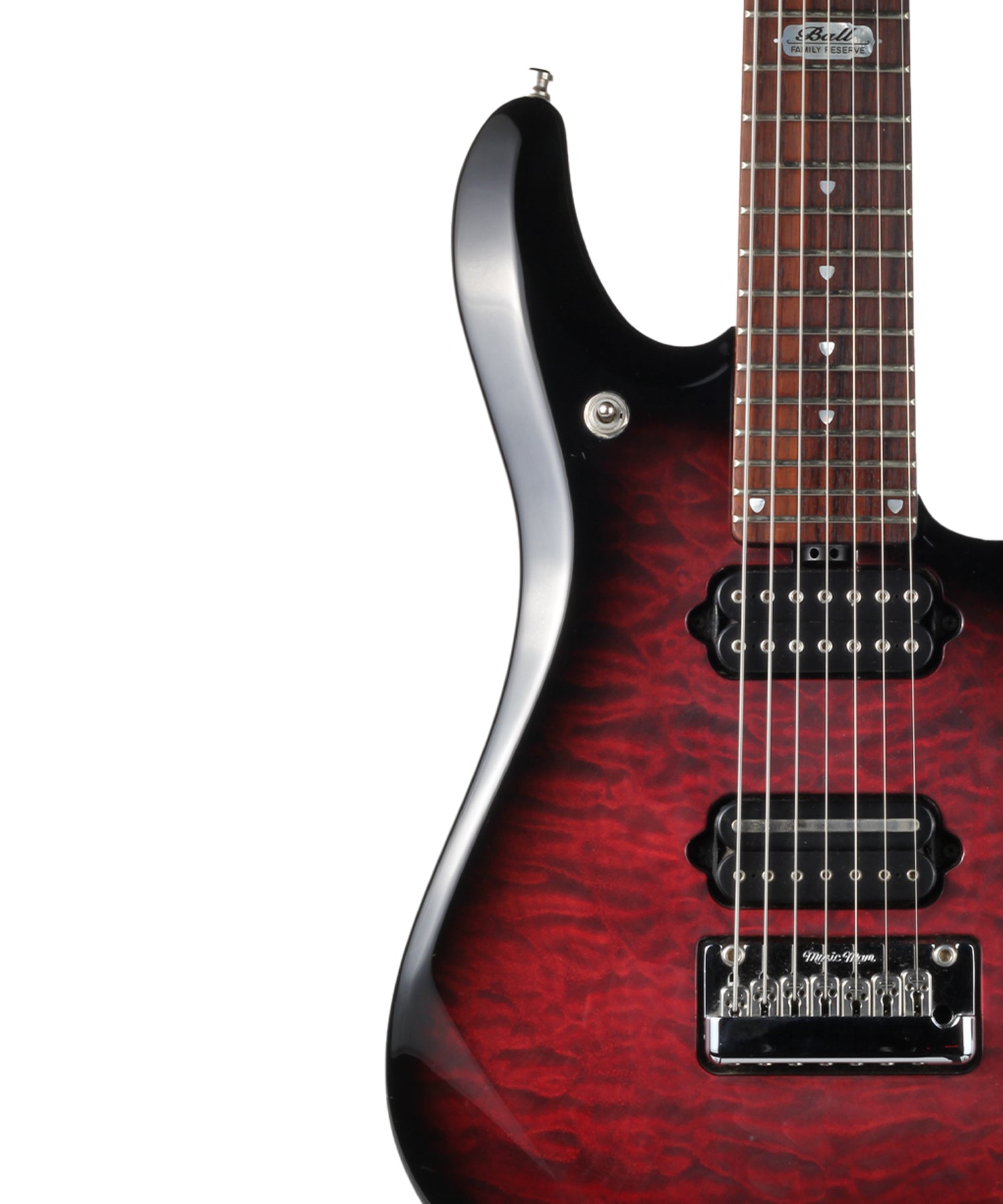 Ernie Ball Music Man John Petrucci JP7 BFR - Ruby Red Burst Quilt