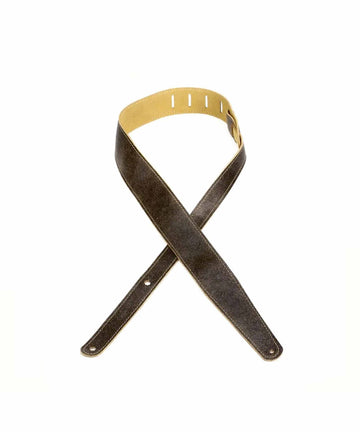 LM Products Relic Leather 2.375 inch wide Guitar Strap - Brown