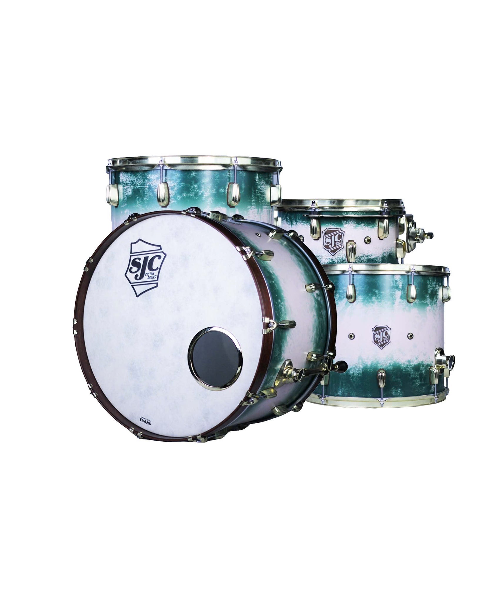 SJC Custom Drums 4-piece Drum Set - Watermelon Distressed Burst