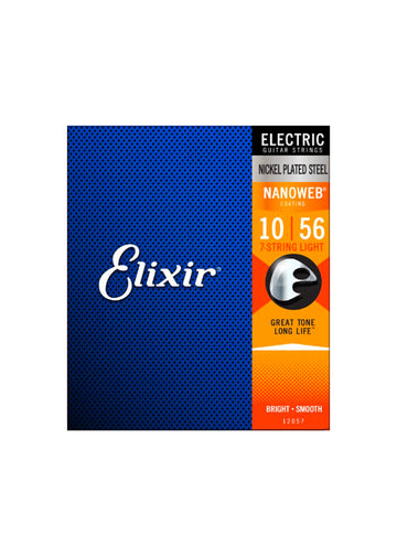 Elixir Nanoweb Electric 7-Strings Guitar Strings, Light/Heavy, 10-56