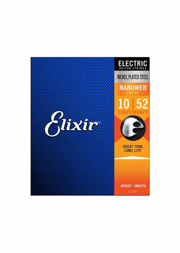 Elixir Nanoweb Electric Guitar Strings, Light/Heavy, 10-52