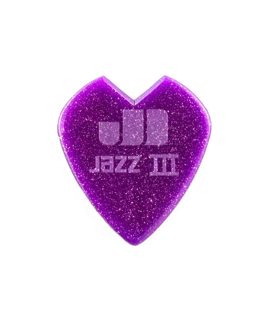 Jim Dunlop Kirk Hammett Signature Jazz III Guitar Picks - Purple Sparkle, 1.38mm