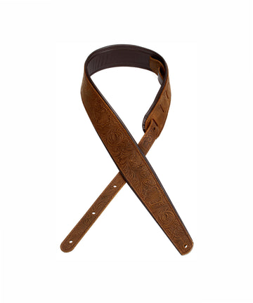 LM Products Premier Guitar Strap - Western Tooled, Brown