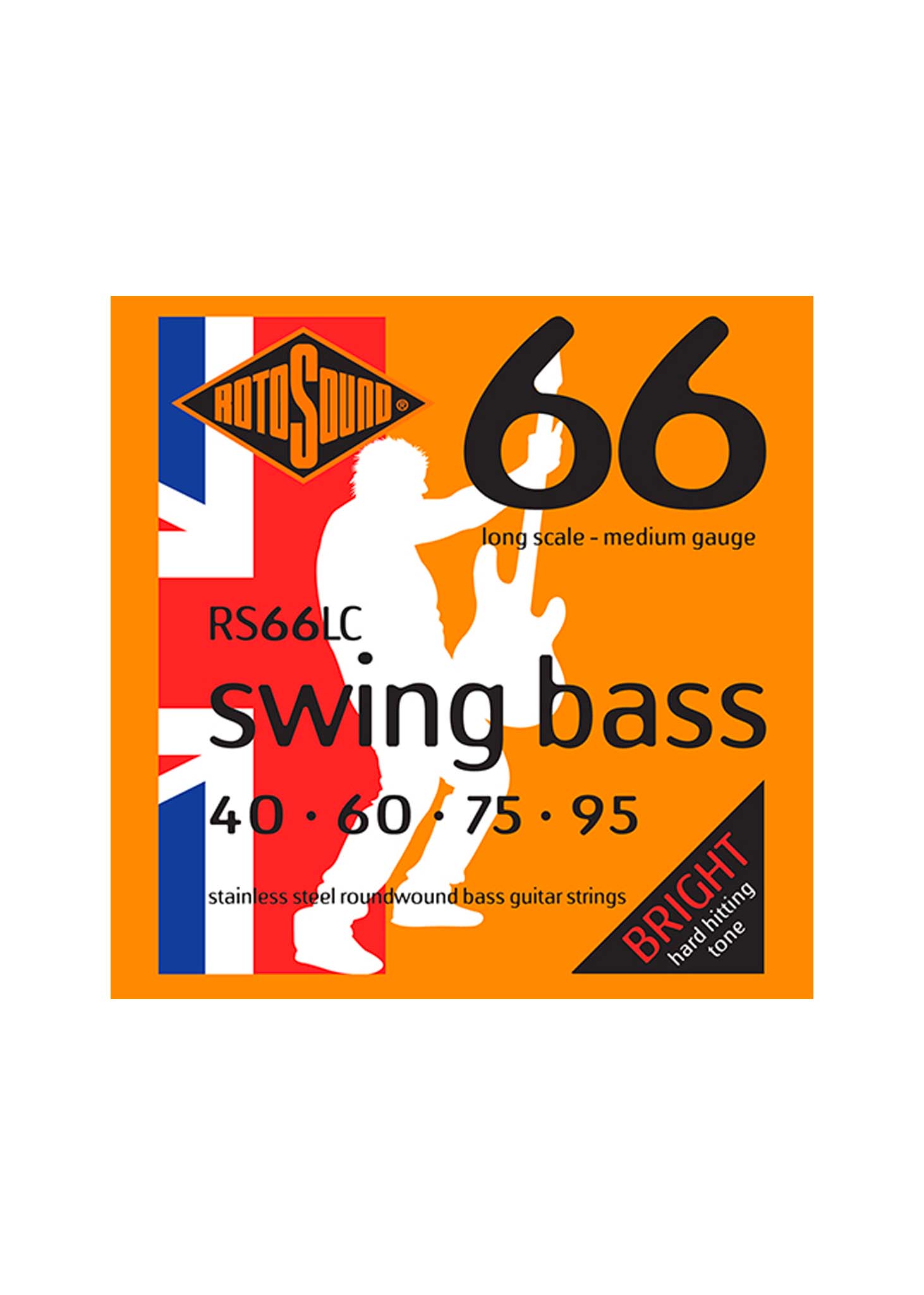 Rotosound RS66LC Swing Bass 66 Stainless Steel Roundwound Bass Guitar 4 Strings 40-95 Medium Long Scale