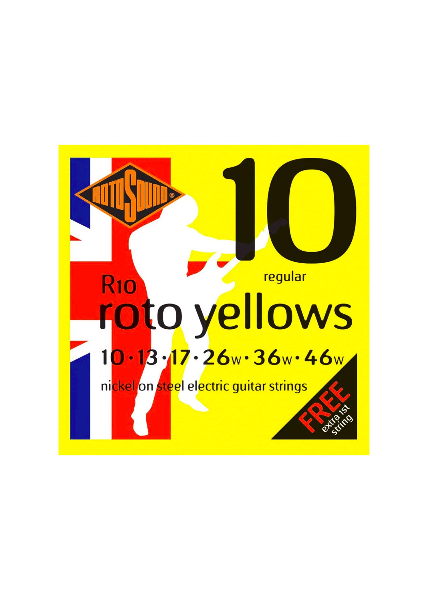 Rotosound R10 Roto Yellows Nickel On Steel Electric Guitar Strings - .010-.046 Regular
