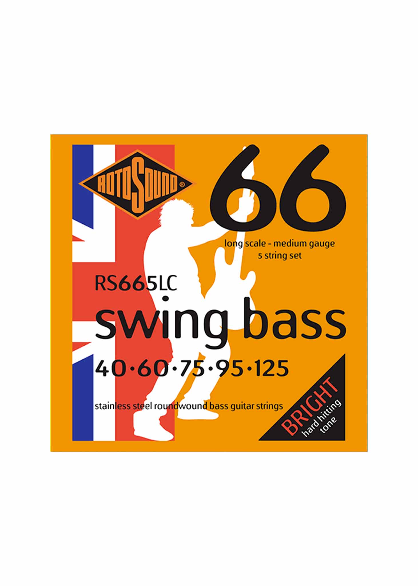 Rotosound RS665LC Swing Bass 66 Stainless Steel Roundwound Bass Guitar 5 Strings 40-125 Medium Long Scale