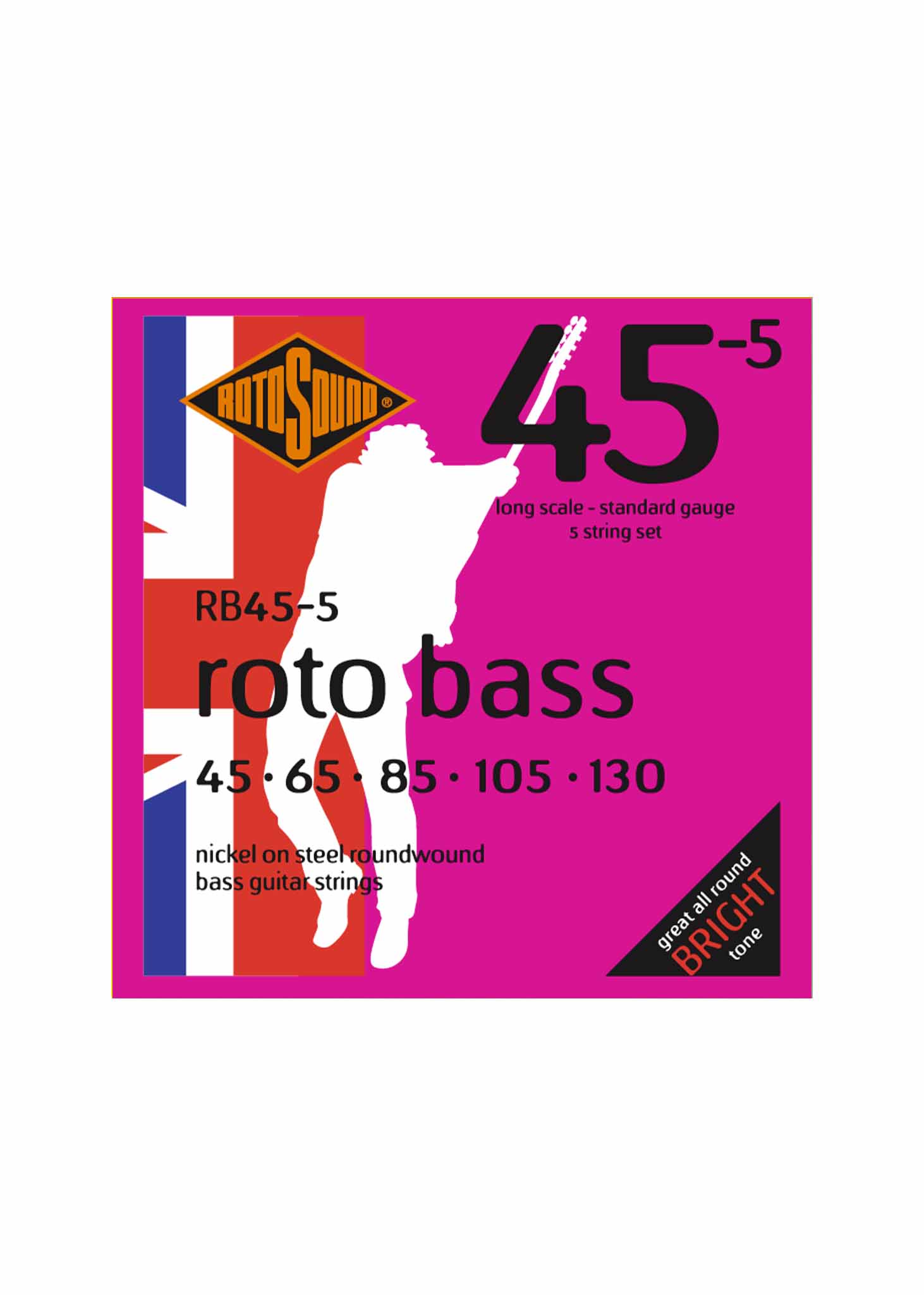 Rotosound Rb45 5 Roto Nickel Electric Bass 5 Strings Long Scale 45 130