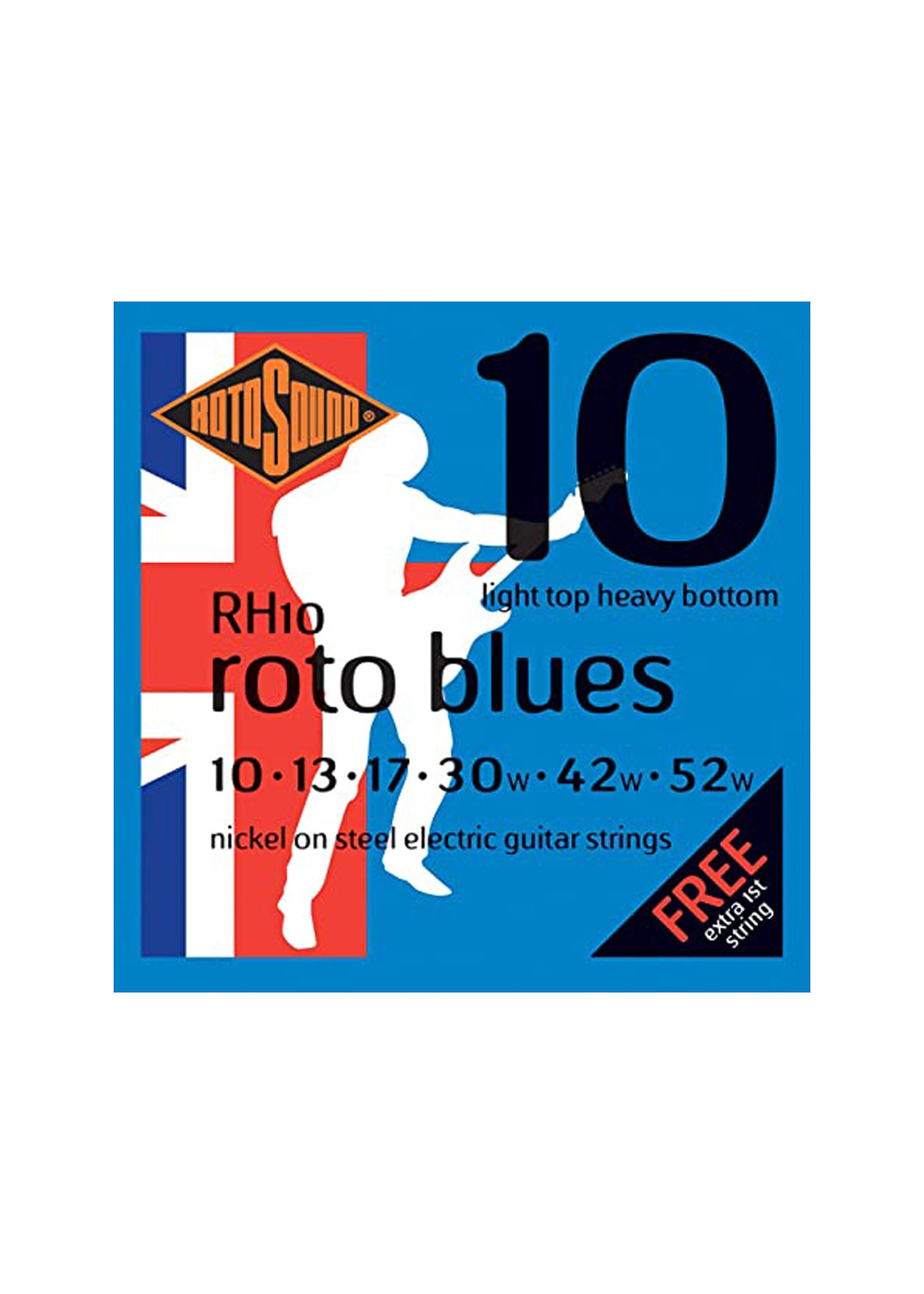 Rotosound RH10 Roto Blues Nickel On Steel Electric Guitar Strings - .010-.052 Light Top Heavy Bottom