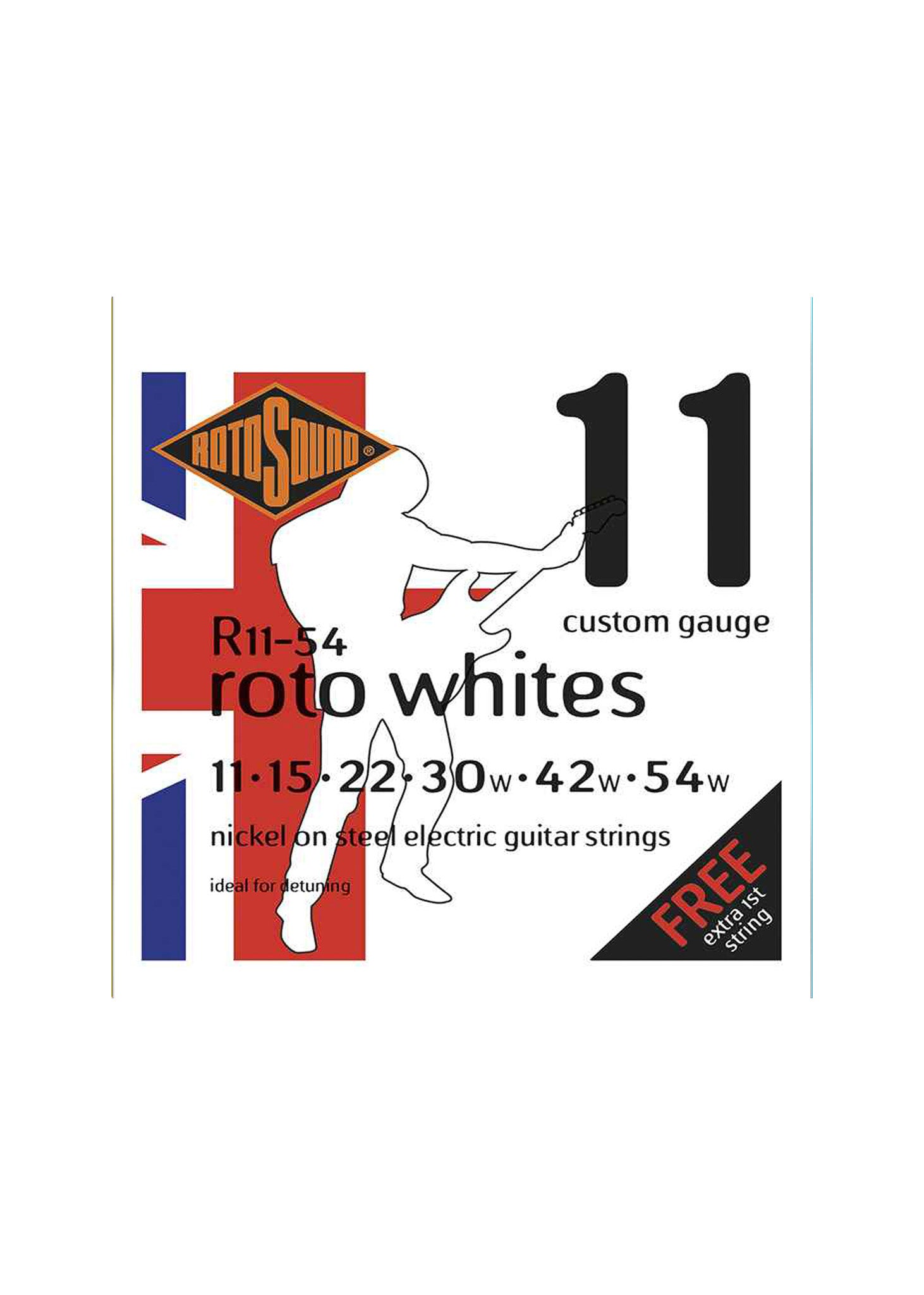 Rotosound R11-54 Roto White Nickel On Steel Electric Guitar Strings - .011-.054 Detuning